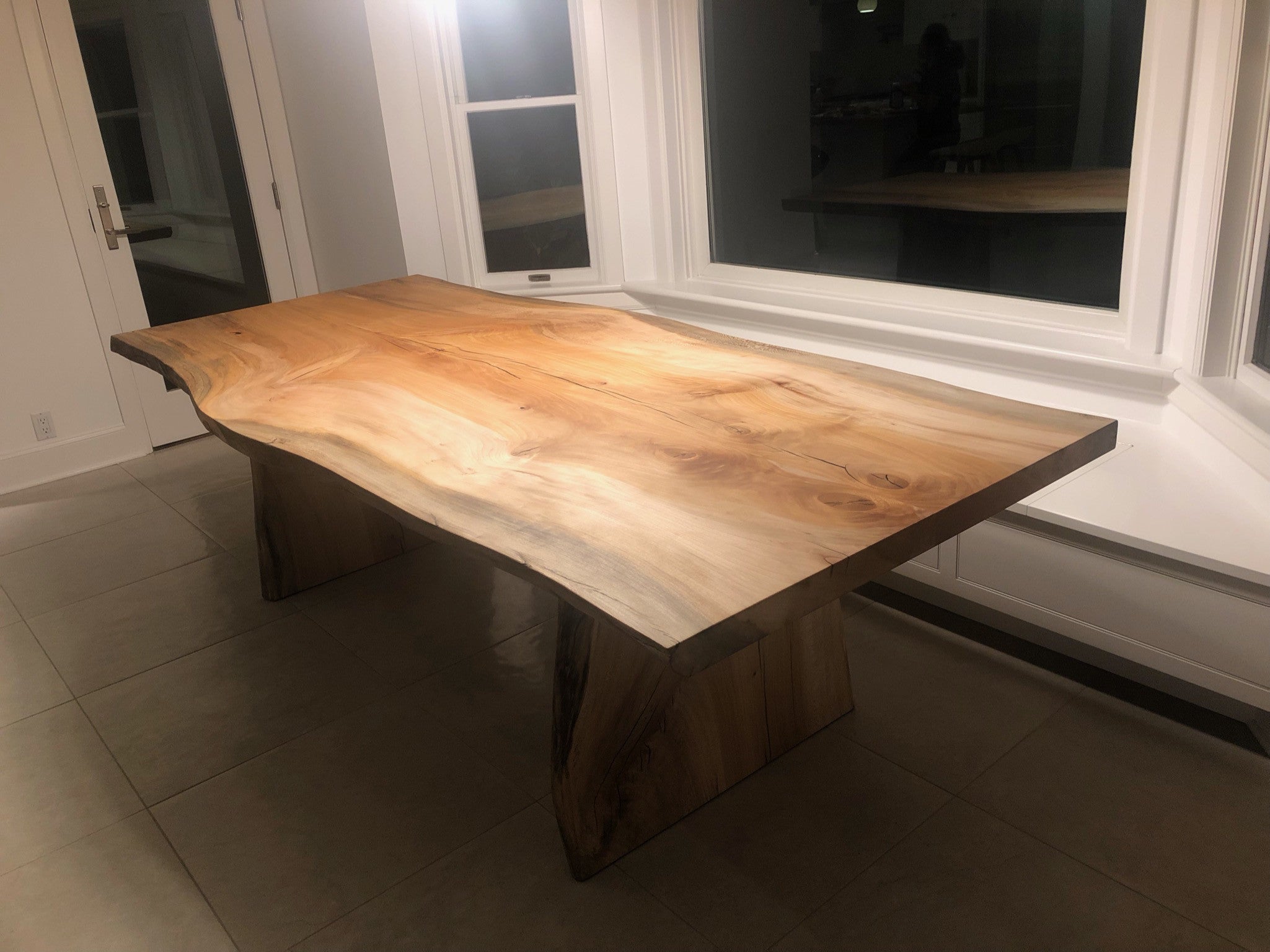 Reclaimed Wood Plank Table Top with Metal Edge
